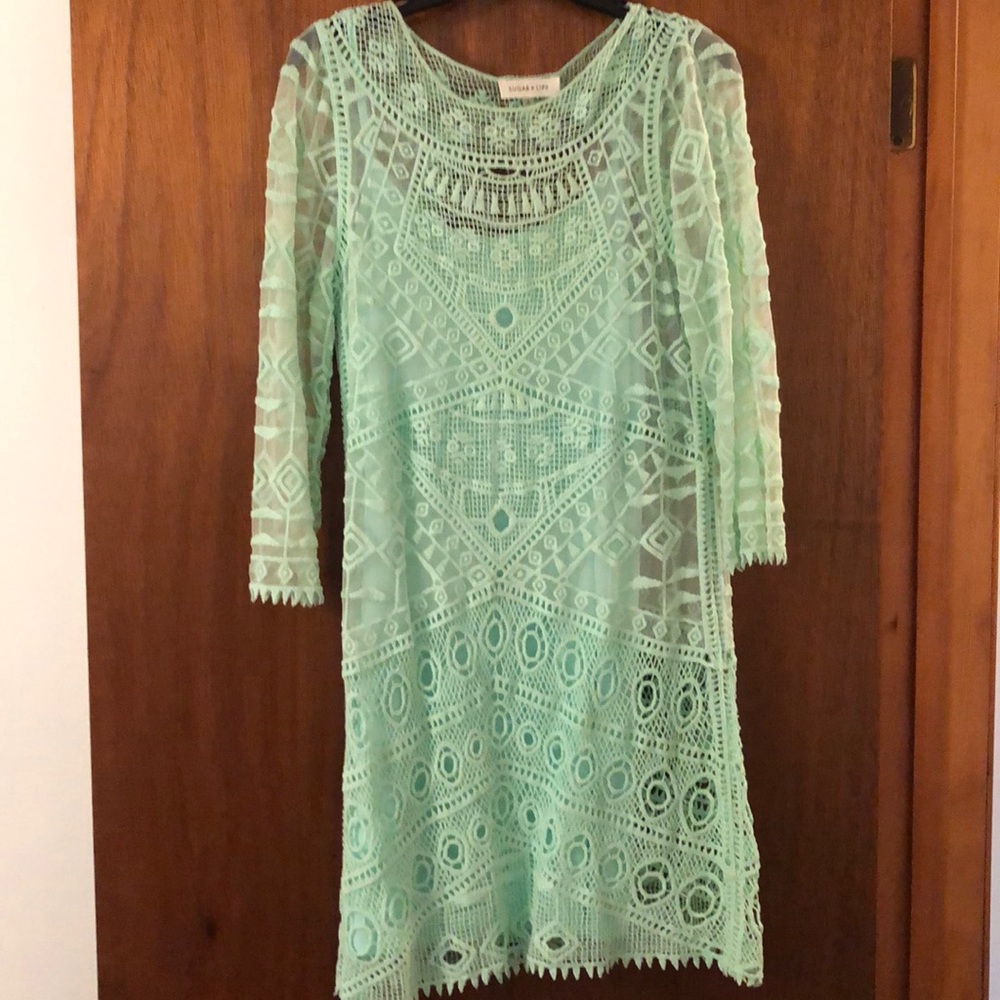 Sugar+Lips Mint green boho style dress